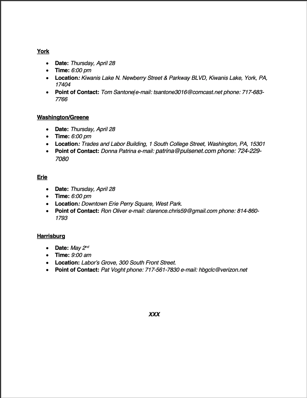 Workers' Memorial Day 2022 Event List Page 2 of 2